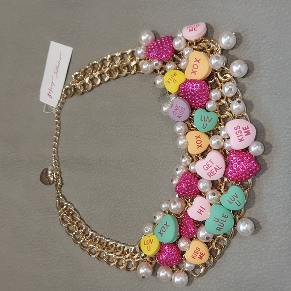 BETSEY JOHNSON THINK  PINK SWEETHEART CANDY STATEMENT NECKLACE - Picture 2 of 7
